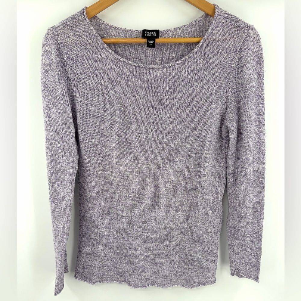 Eileen Fisher women’s linen light purple scoop neck long sleeve sweater size S